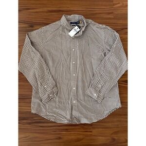 Men's brown and white check Ralph Lauren long sleeve button up shirt xxl